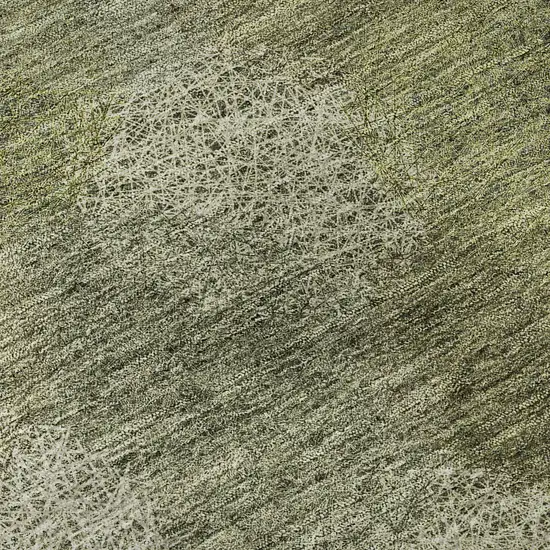 Green And Ivory Abstract Washable Area Rug With UV Protection Photo 9