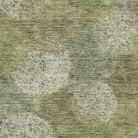 Green And Ivory Abstract Washable Area Rug With UV Protection Photo 2