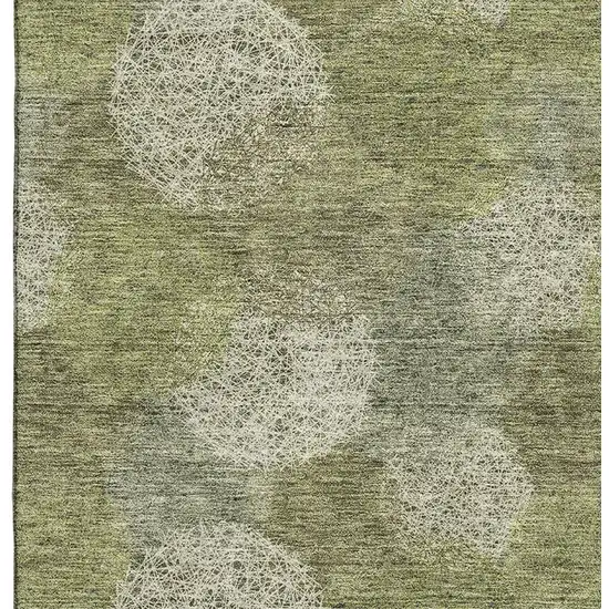 Green And Ivory Abstract Washable Area Rug With UV Protection Photo 3