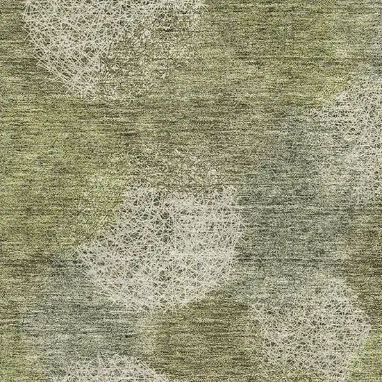Green And Ivory Abstract Washable Area Rug With UV Protection Photo 2