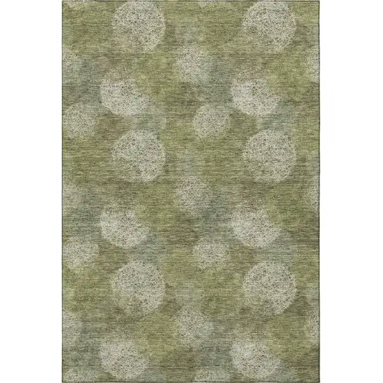 Green And Ivory Abstract Washable Area Rug With UV Protection Photo 3