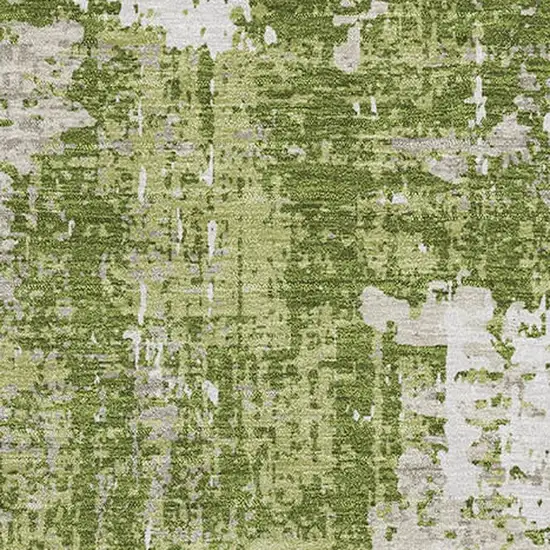 Green And Ivory Abstract Washable Area Rug With UV Protection Photo 3
