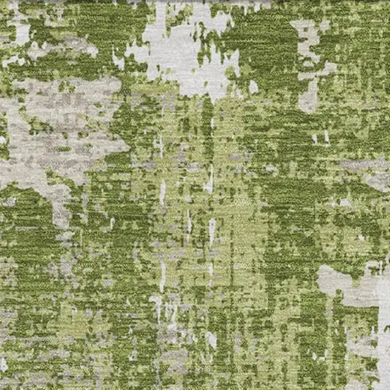Green And Ivory Abstract Washable Area Rug With UV Protection Photo 2