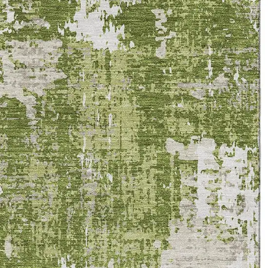 Green And Ivory Abstract Washable Area Rug With UV Protection Photo 3