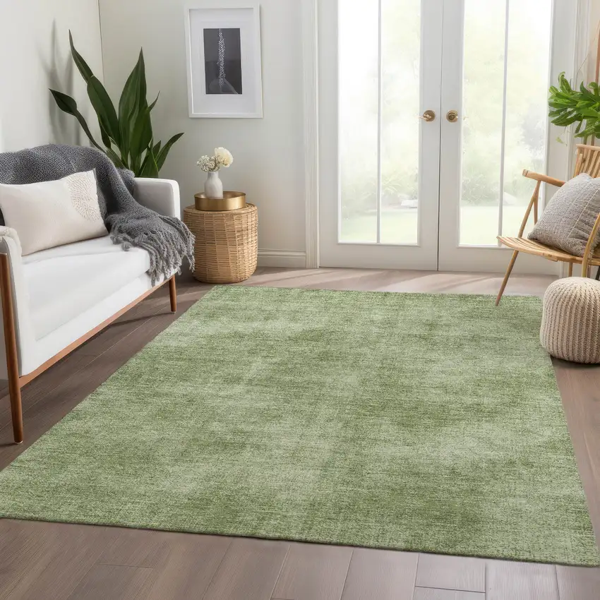 Green And Ivory Abstract Washable Area Rug With UV Protection Photo 5