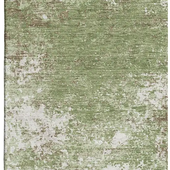Green And Ivory Abstract Washable Area Rug With UV Protection Photo 3