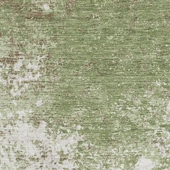 Green And Ivory Abstract Washable Area Rug With UV Protection Photo 2