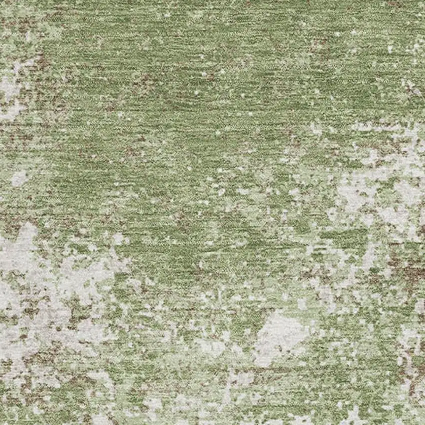 Green And Ivory Abstract Washable Area Rug With UV Protection Photo 2