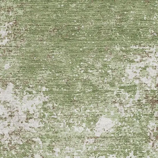 Green And Ivory Abstract Washable Area Rug With UV Protection Photo 2
