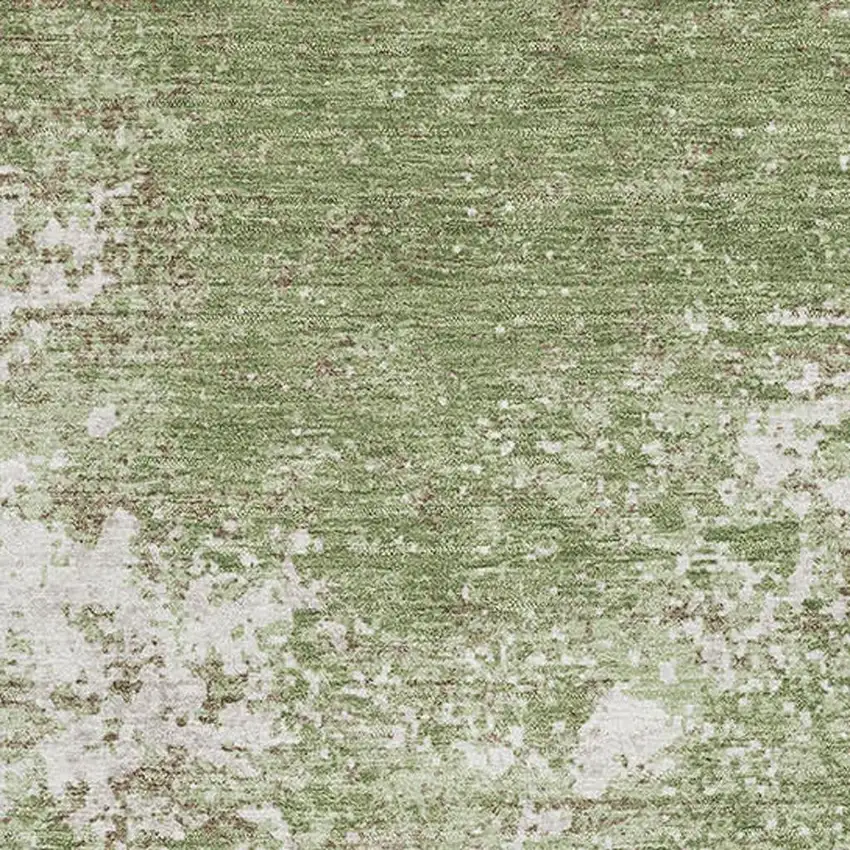 Green And Ivory Abstract Washable Area Rug With UV Protection Photo 2