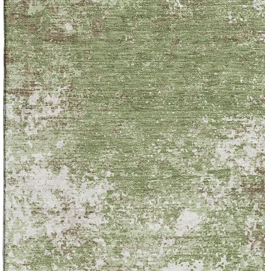 Green And Ivory Abstract Washable Area Rug With UV Protection Photo 3