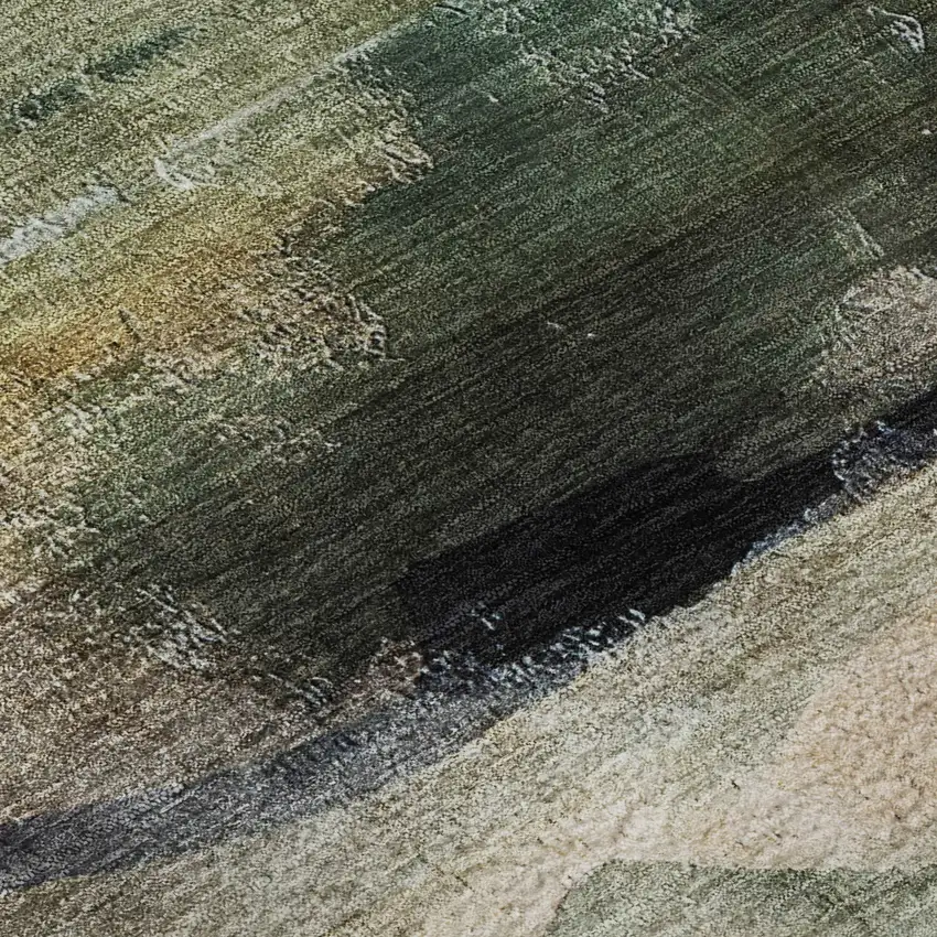 Green And Ivory Abstract Washable Area Rug With UV Protection Photo 8