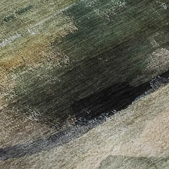 Green And Ivory Abstract Washable Area Rug With UV Protection Photo 8