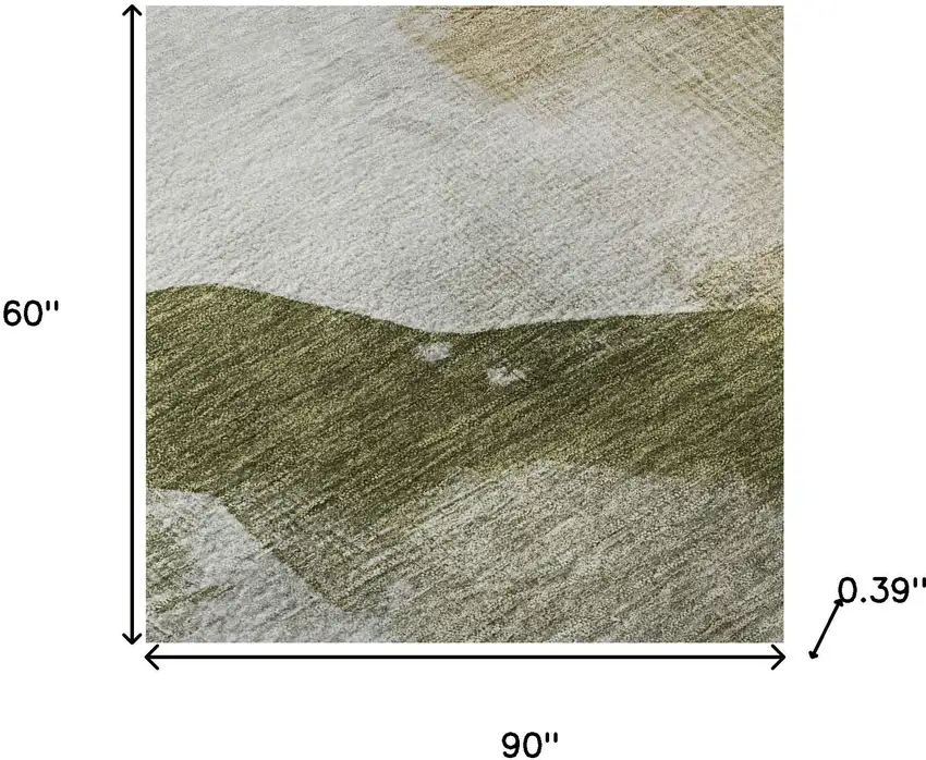 Green And Ivory Abstract Washable Area Rug With UV Protection Photo 7