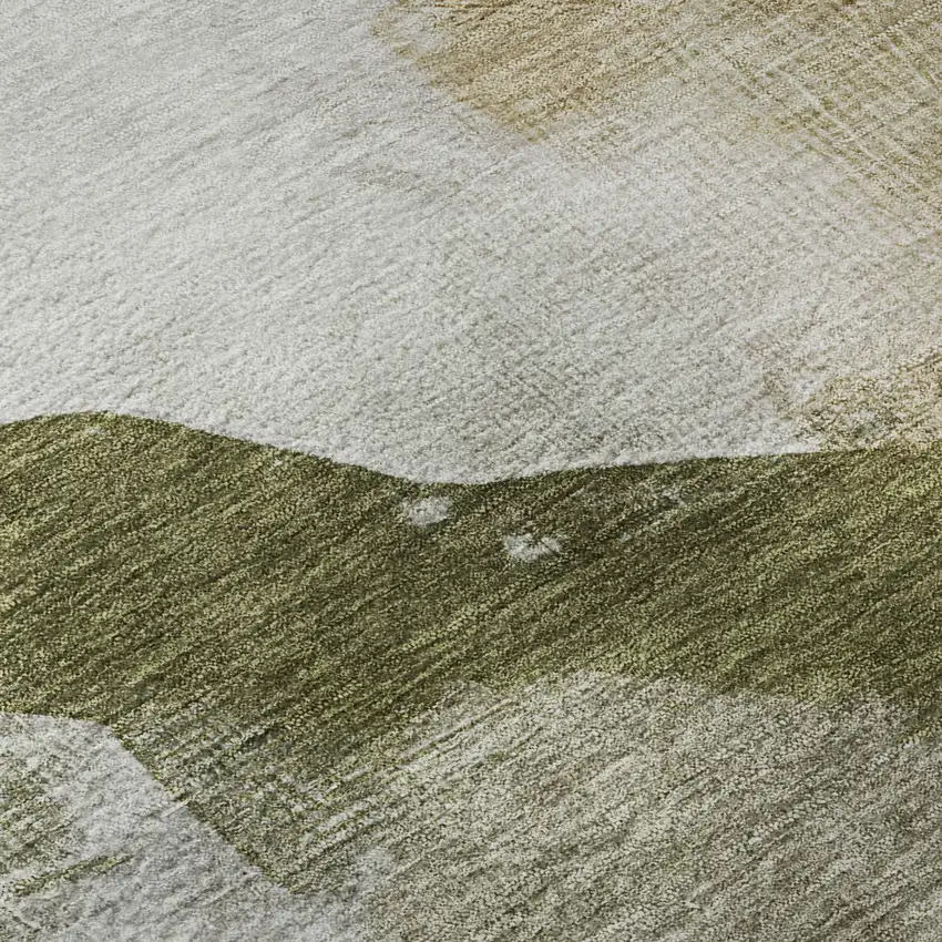 Green And Ivory Abstract Washable Area Rug With UV Protection Photo 1