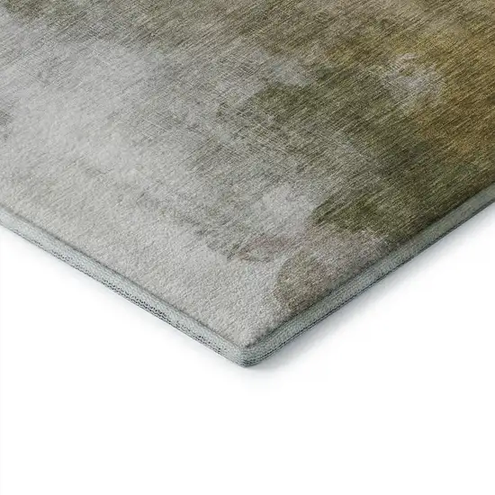 Green And Ivory Abstract Washable Area Rug With UV Protection Photo 6