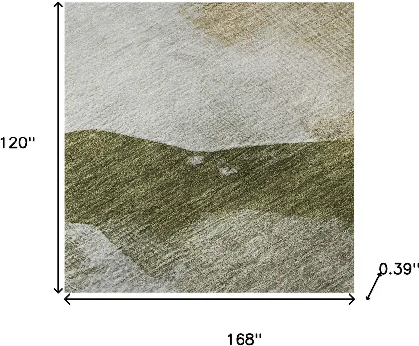Green And Ivory Abstract Washable Area Rug With UV Protection Photo 7