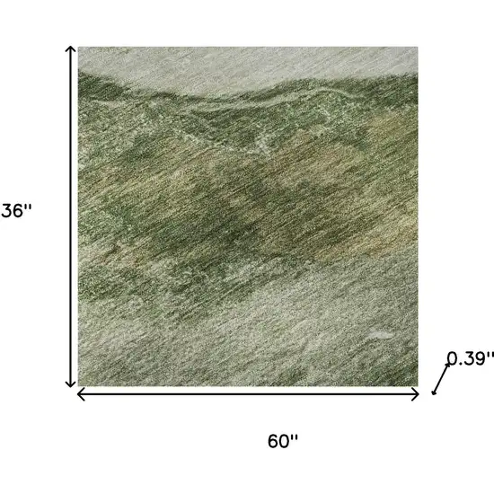 Green And Ivory Abstract Washable Area Rug With UV Protection Photo 9