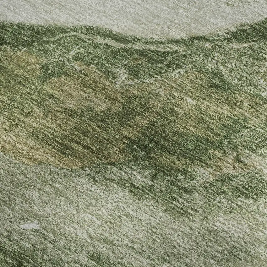 Green And Ivory Abstract Washable Area Rug With UV Protection Photo 4