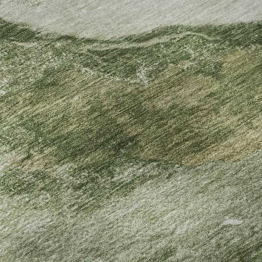 Green And Ivory Abstract Washable Area Rug With UV Protection Photo 2