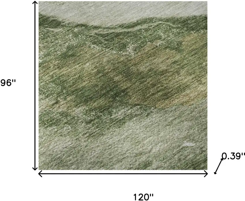 Green And Ivory Abstract Washable Area Rug With UV Protection Photo 9