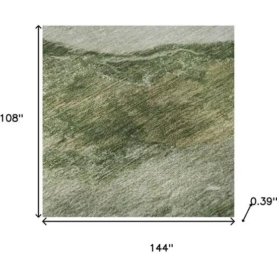 Green And Ivory Abstract Washable Area Rug With UV Protection Photo 8