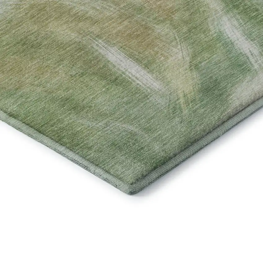 Green And Ivory Abstract Washable Area Rug With UV Protection Photo 7