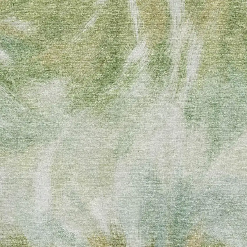Green And Ivory Abstract Washable Area Rug With UV Protection Photo 3