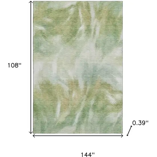Green And Ivory Abstract Washable Area Rug With UV Protection Photo 9