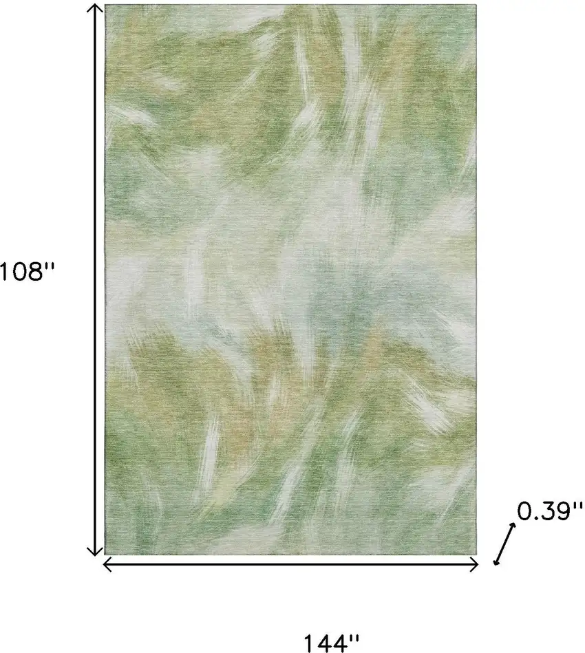 Green And Ivory Abstract Washable Area Rug With UV Protection Photo 9