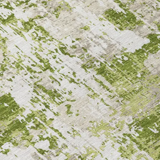 Green And Ivory Abstract Washable Indoor Outdoor Area Rug Photo 7