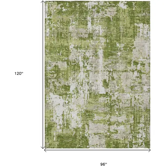 Green And Ivory Abstract Washable Indoor Outdoor Area Rug Photo 3