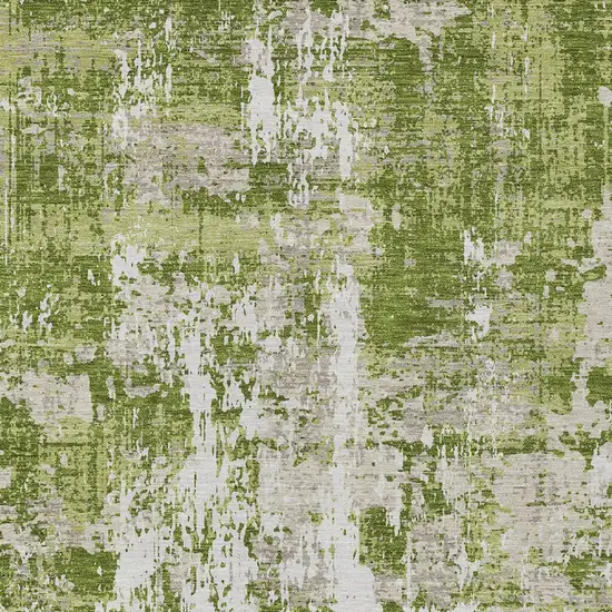 Green And Ivory Abstract Washable Indoor Outdoor Area Rug Photo 5