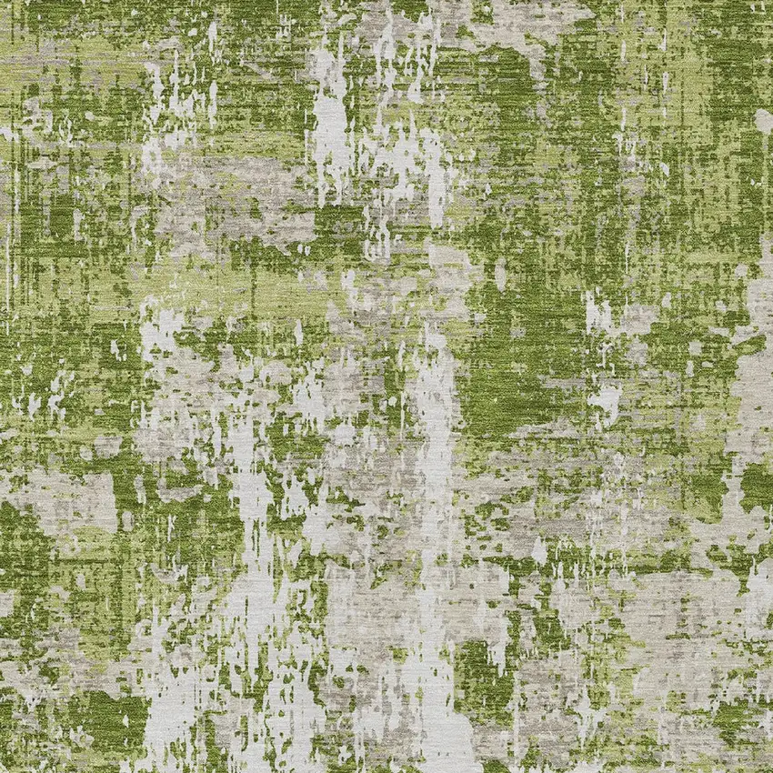 Green And Ivory Abstract Washable Indoor Outdoor Area Rug Photo 5