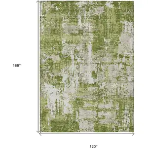 Photo of Green And Ivory Abstract Washable Indoor Outdoor Area Rug