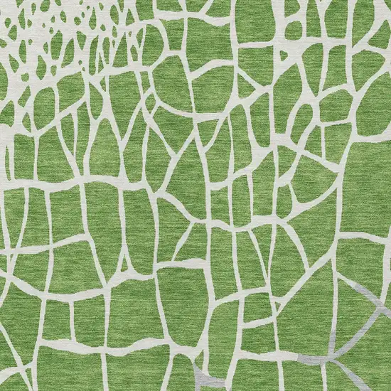 Green And Ivory Abstract Washable Indoor Outdoor Area Rug Photo 5