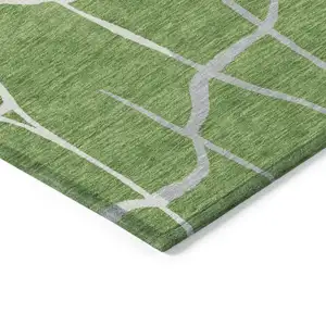 Photo of Green And Ivory Abstract Washable Indoor Outdoor Area Rug