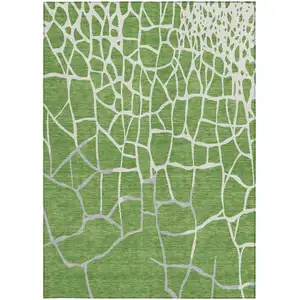 Photo of Green And Ivory Abstract Washable Indoor Outdoor Area Rug