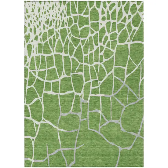 Green And Ivory Abstract Washable Indoor Outdoor Area Rug Photo 2