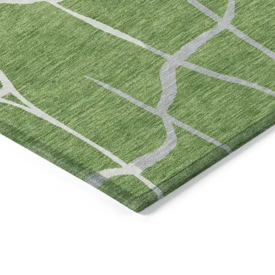 Green And Ivory Abstract Washable Indoor Outdoor Area Rug Photo 3