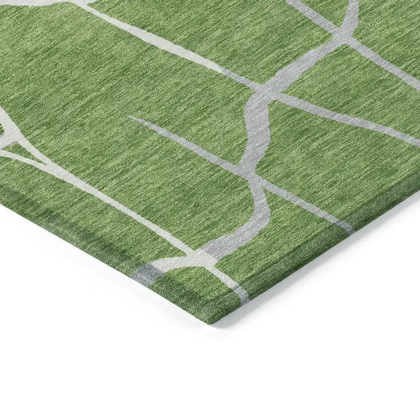 Green And Ivory Abstract Washable Indoor Outdoor Area Rug Photo 3