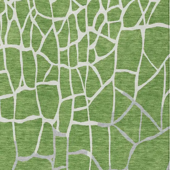 Green And Ivory Abstract Washable Indoor Outdoor Area Rug Photo 5