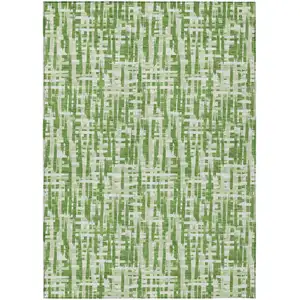 Photo of Green And Ivory Abstract Washable Indoor Outdoor Area Rug