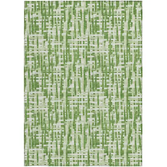 Green And Ivory Abstract Washable Indoor Outdoor Area Rug Photo 6