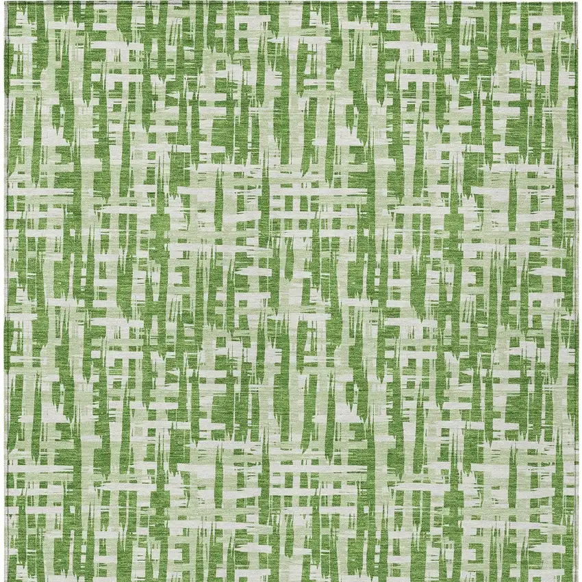Green And Ivory Abstract Washable Indoor Outdoor Area Rug Photo 5