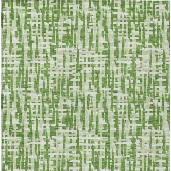 Green And Ivory Abstract Washable Indoor Outdoor Area Rug Photo 5