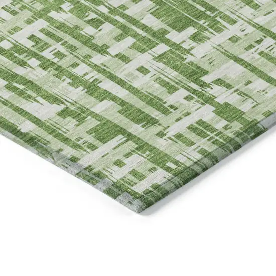 Green And Ivory Abstract Washable Indoor Outdoor Area Rug Photo 4
