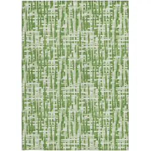 Photo of Green And Ivory Abstract Washable Indoor Outdoor Area Rug