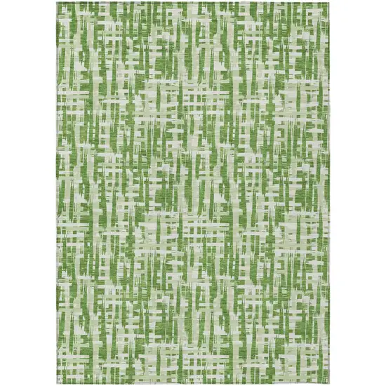 Green And Ivory Abstract Washable Indoor Outdoor Area Rug Photo 2
