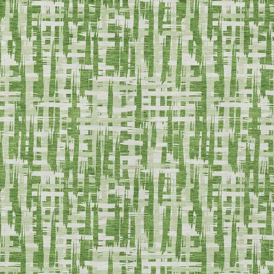 Green And Ivory Abstract Washable Indoor Outdoor Area Rug Photo 5